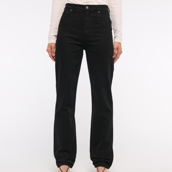 Abercrombie & Fitch Denim - Abercrombie Straight 90's Ultra High Rise Jeans 30 Short